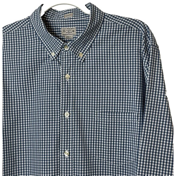 Tailored By J. Crew Shirt Slim Fit Men’s XL Blue Gingham Button Down Long Sleeve - Picture 4 of 13